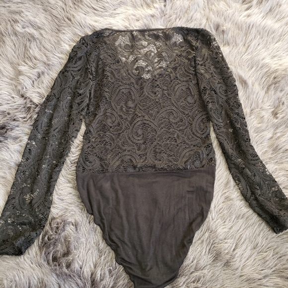 Lace Detail Bodysuit Top Fairycore Whimsigoth sz L - Picture 5 of 5